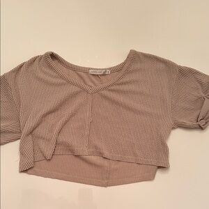 Altar'd State Ribbed Knit Top in Beige